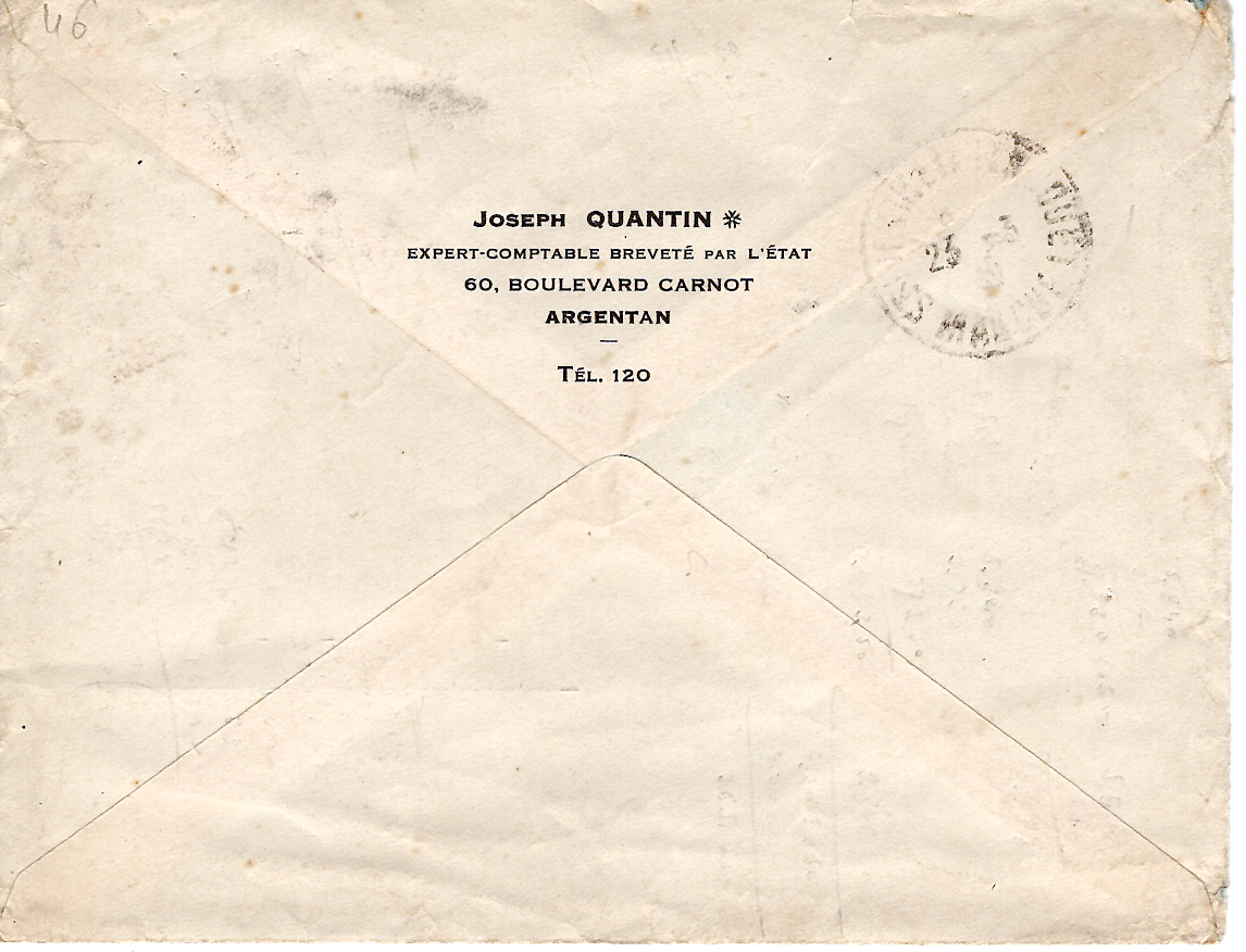 1 PETAIN 1FR50+50C+30C LETTRE POSTE RESTANTE PAYEE PAR EXPEDITEUR ARGENAN ORNE 1942