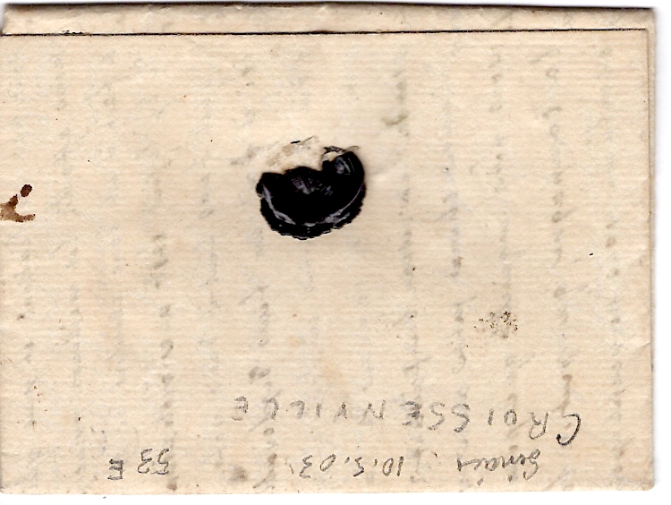 1 CALVADOS MARQUE CROISSANVILLE LENAIN N°1A 1769 LETTRE POUR PARIS