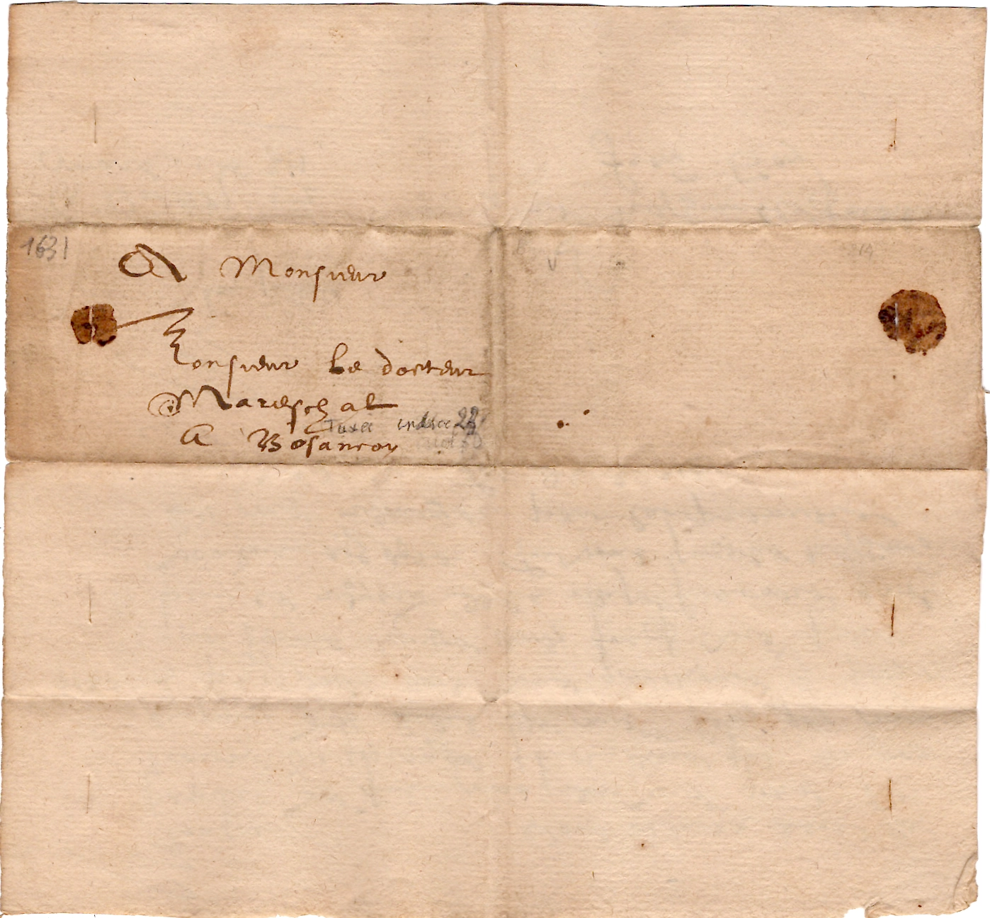 2 LETTRE 1631 POUR BESANCON DOUBS
