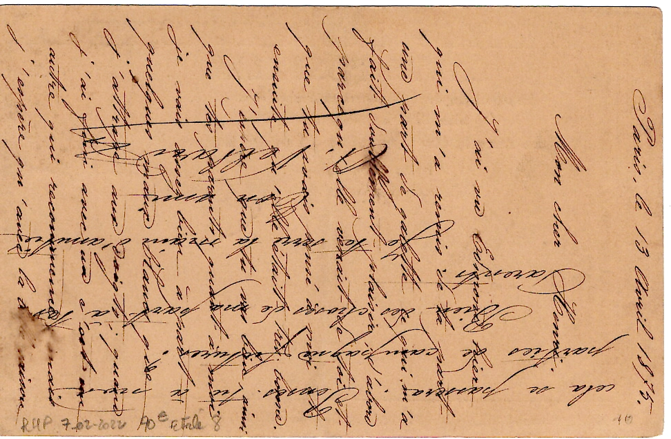 1 N° 54 CARTE PRECURSEUR ETOILE 8 PARIS RUE D'ANTIN 13 AVRIL 1875 CERTIFICAT RHP