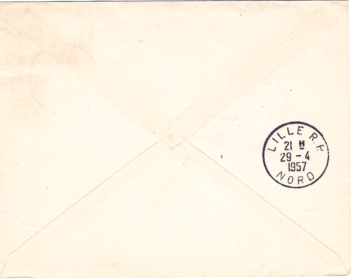 1 N°1099+1004 LETTRE AVION PARIS AVIATION 29.4.1957 POURL LILLE SIGNATURE PILOTE