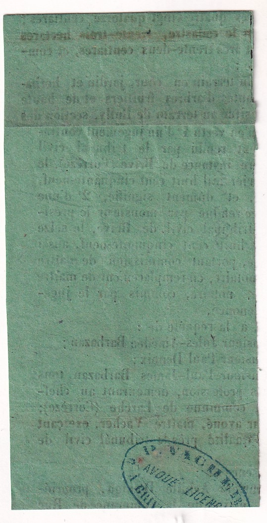 1 N°12 SEUL SUR BANDE DE JOURNAL DE FORTUNE EN PAPIER VERT PC 540 BRIVES CORREZE POUR NEUFCHATEL EN BRAY SEINE INFERIEURE PAPIERS AFFAIRES