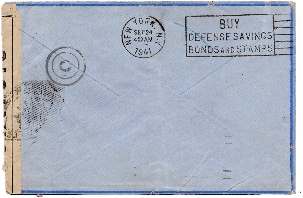 1 USA PA 30C LETTRE AVION NEW YORK 1940 POUR TOURS INDRE ET LOIRE CENSURE + SERVICE SUSPENDED