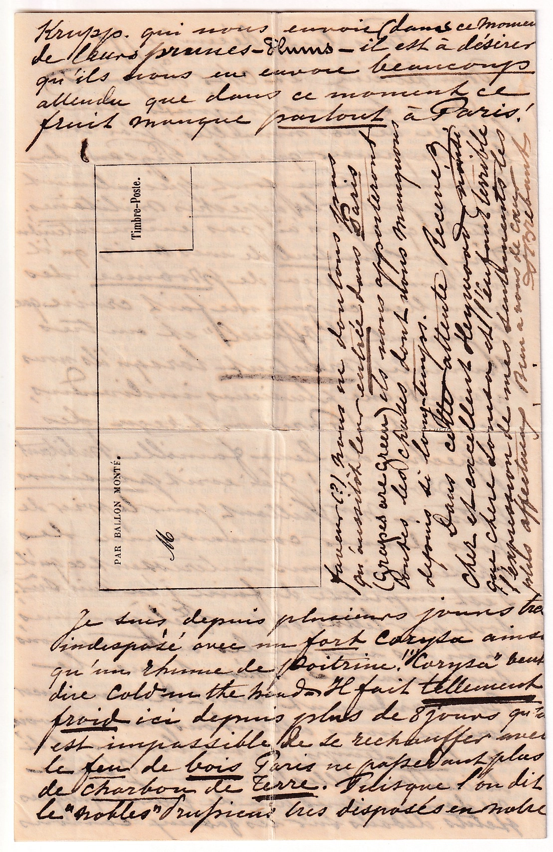 4 BALLON MONTE ARMEE DE LA LOIRE N°36 + 37 PARIS 29.12.1870 POUR MANCHESTER DANS ENVELOPPE GAZETTE DES ABSENTS N°20 + SUPPLEMENT ARRIVE 3 JANVIER 1871