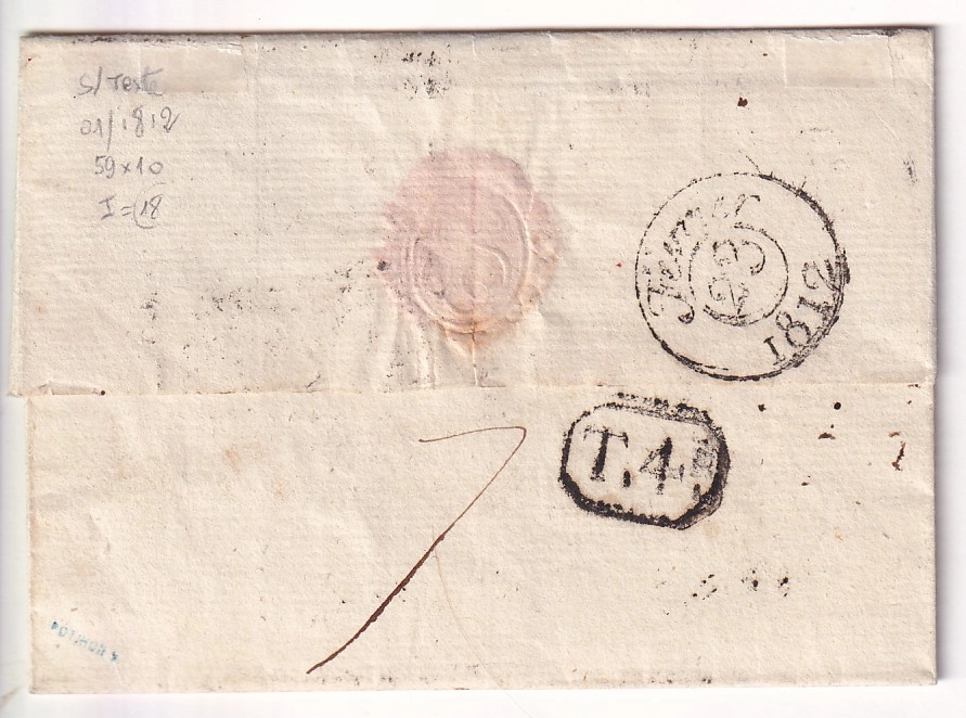 1 MARQUE P41P PONT DE LEMPDE HAUTE LOIRE 1817 POUR PARIS INDICE 18