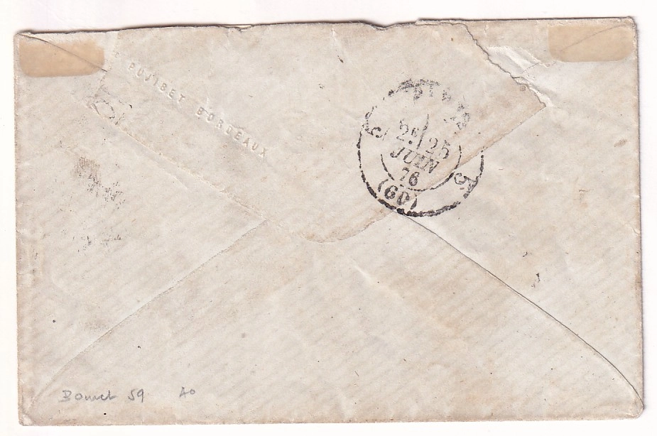 1 LETTRE DE NOUMEA DU 19 AVRIL 1876 D'UN BAGNARD LIBERE OBLITERATION TRIANGLE PD POUR PARIS COMMUNE DE PARIS