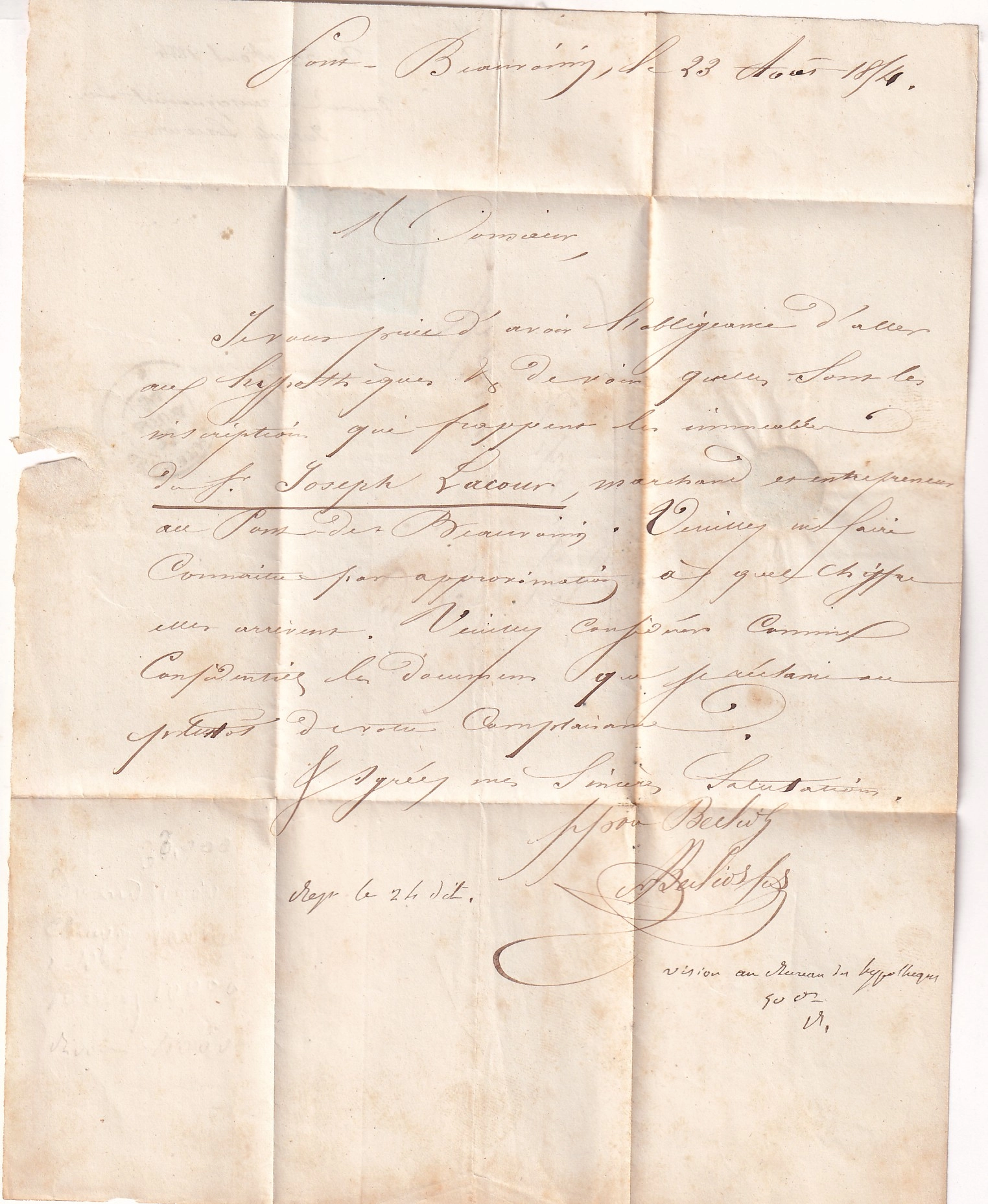 2 SARDE N°5 PONT DE BEAUVOISIN SAVOIE  23 AOUT 1854 POUR CHAMBERY
