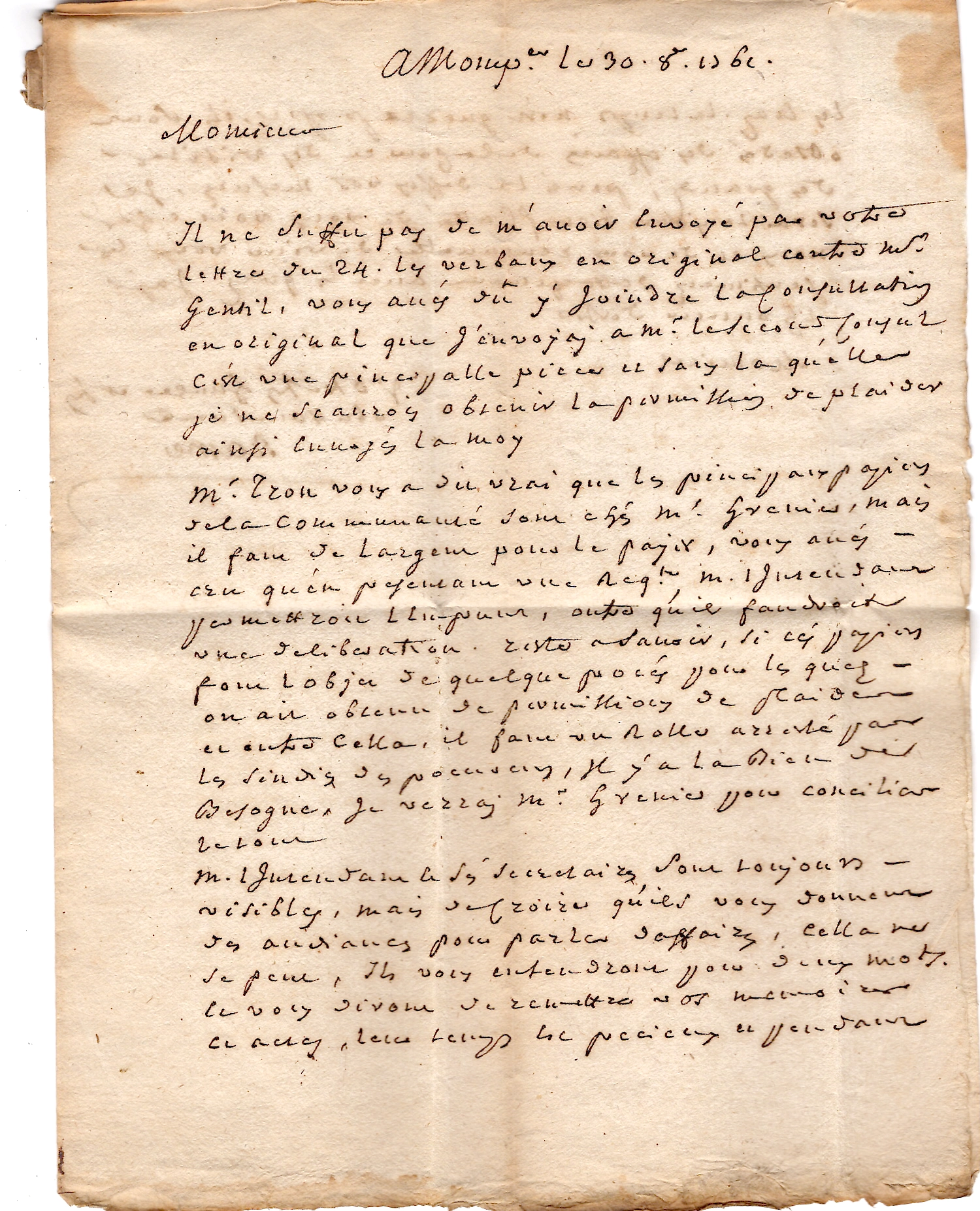 2 HERAULT PETITE MARQUE MONTPELLIER LENAIN N°5 1761 LETTRE POUR BAGNOLS COTE 130€
