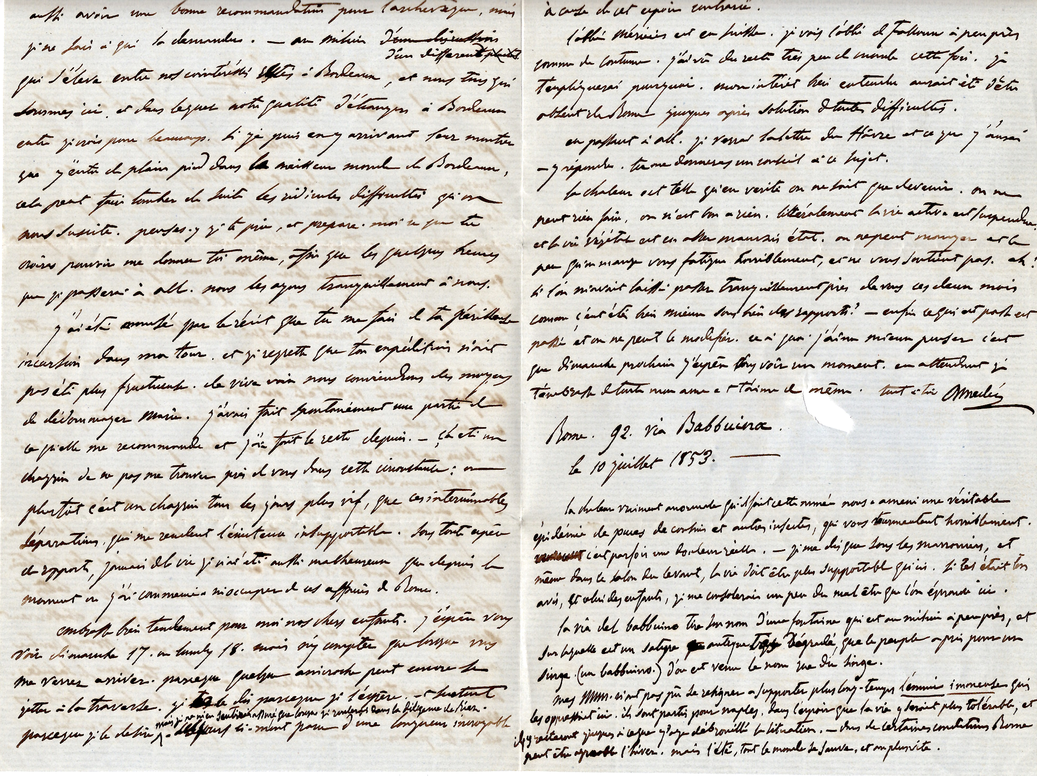 3 LETTRE CORPS EXPEDITIONNAIRE ITALIE 2E DIVISION 1853 + TAXE 25DT + AVEC TEXTE ROME