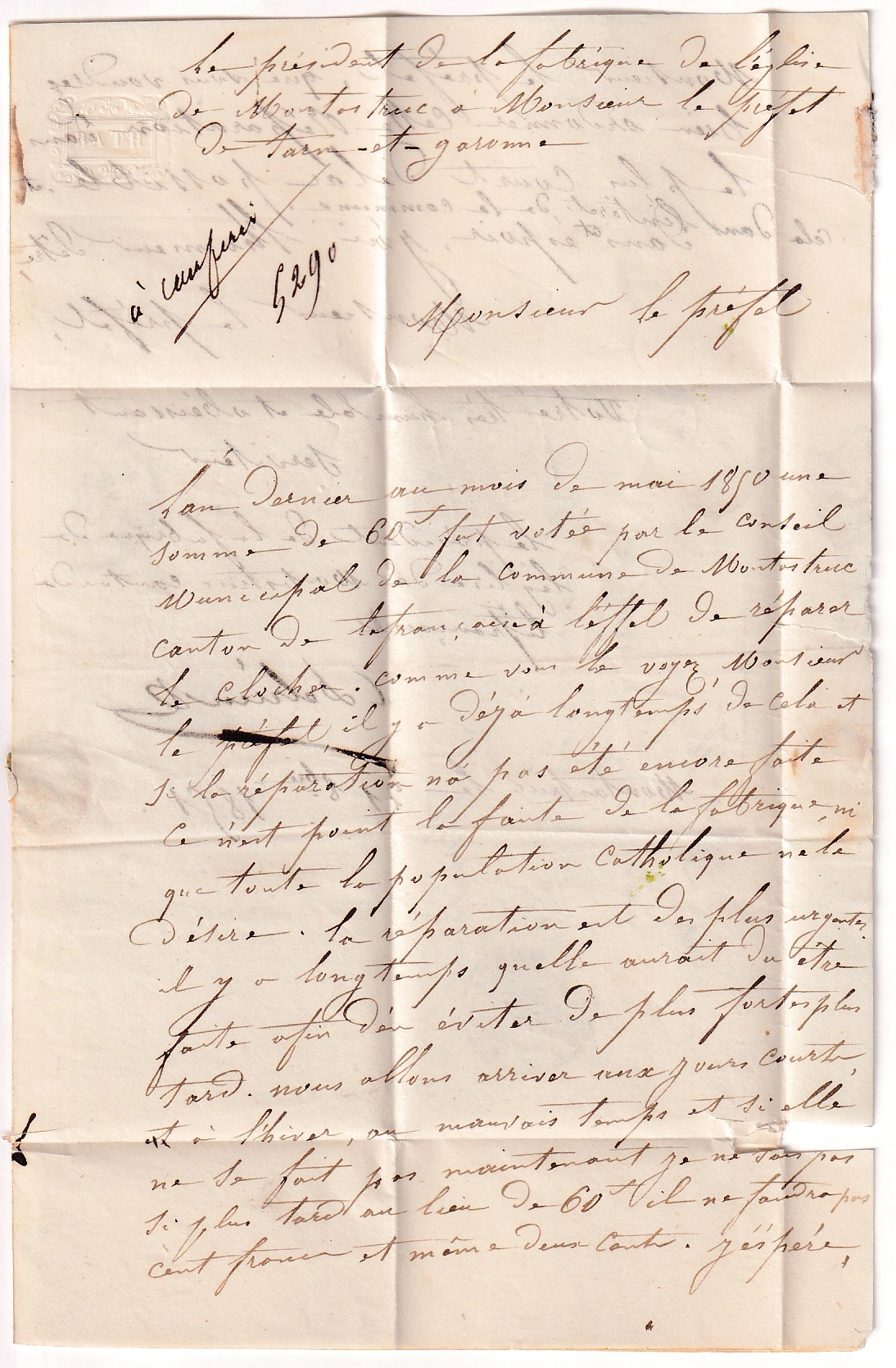 3 N°1 GRILLE + CURSIVE 85 LA FRANCAISE TARN ET GARONNE CAD TYPE 15 MONTAUBAN POUR MONTAUBAN