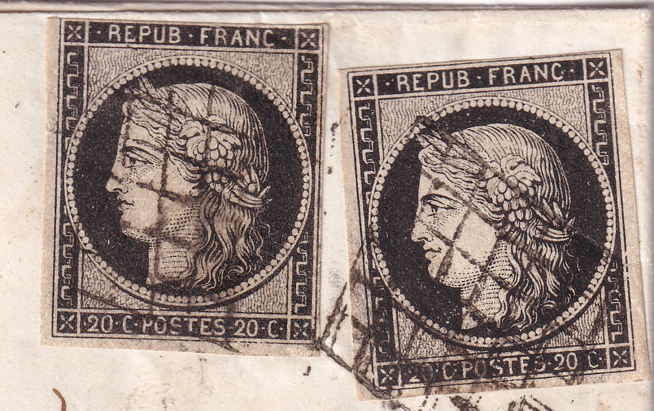 1 N°3 X2 DEUX COULEURS DIFFERENTES GRILLE AUBUSSON CREUSE CAD TYPE 13 POUR GUERET SIGNE POTHION AU DOS