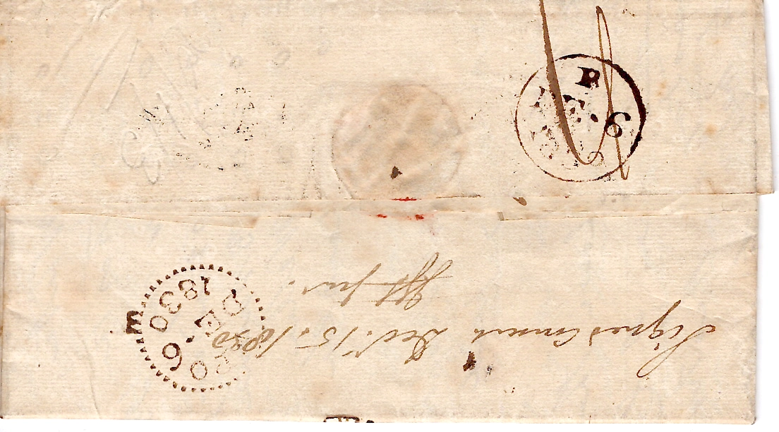 1 PAS DE CALAIS MARQUE P 61 P BOULOGNE SUR MER + DATEUR 1830 LETTRE COVER ENGLAND HASTING