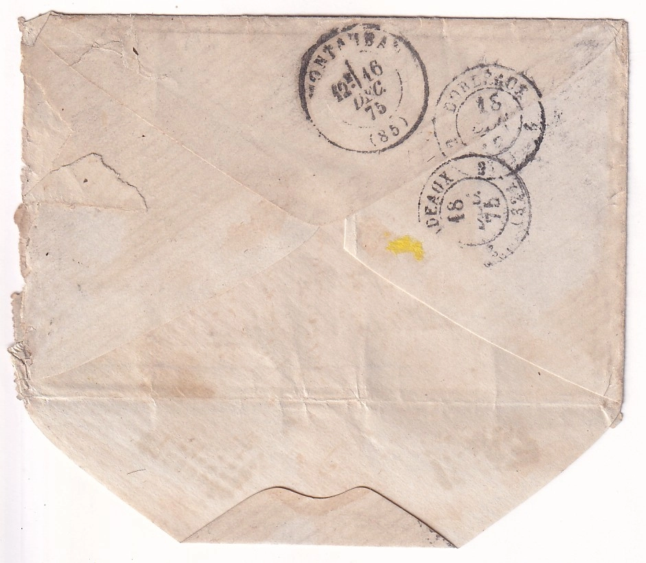 1 N°60 X8 CONVOYEUR STATION NEGREPELISSE TARN ET GARONNE POUR STATION FRANCAISE OACEAN PACIFIQUE VALPARAISO CHILI VOIE ANGLAISE VIA MAGELLAN CUIRRASE LA GALISSONNIERE
