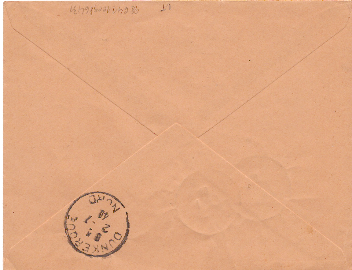 1 MERCURE 50C BLEU SURCHARGE GUERRE + TAD DUNKERQUE 1.7.1940 NORD