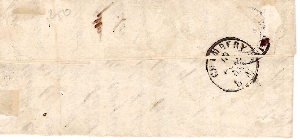 1 SARDE 20C EFFLEURE A DROITE LETTRE RUFFIEUX 1858 POUR CHAMBERY SAVOIE