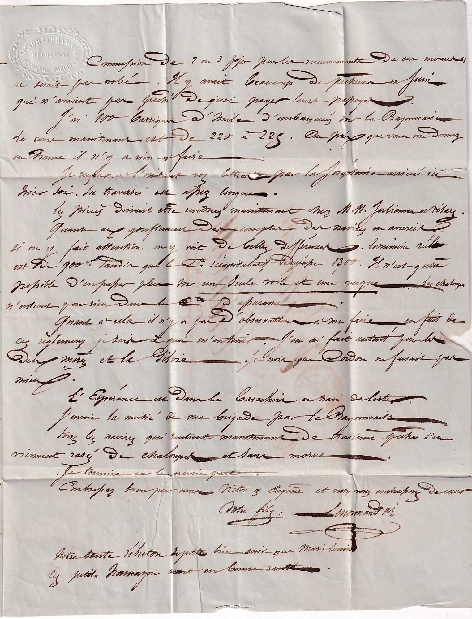3 LETTRE DE SAINT PIERRE ET MIQUELON 1857 ENTREE OUTREMER PAR GRANVILLE POUR GRANVILLE MANCHE RARE TAXE DT RARE