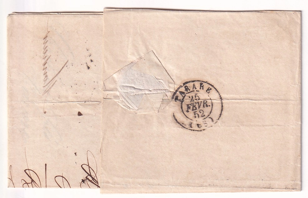 1 N°4 PAIRE TTB PARIS ETOILE 23 FEVRIER 1852 POUR TARARE RHONE