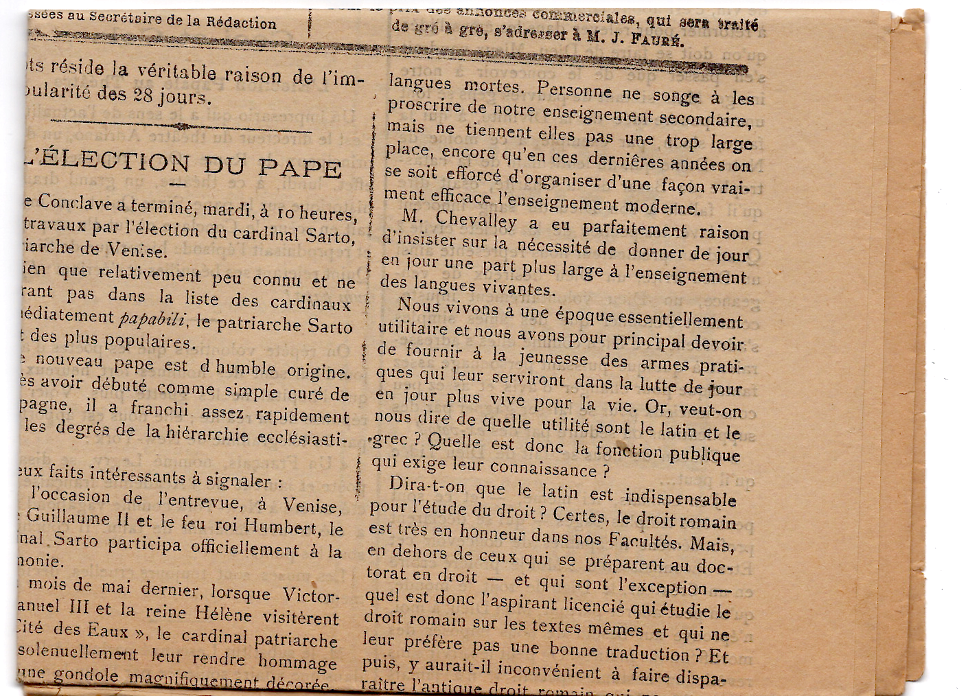 1 BLANC 1C N°107 SEUL TYPO SEUL JOURNAL COMPLET LE FEUILLE VILLAGEOIS 6 AOUT 1903