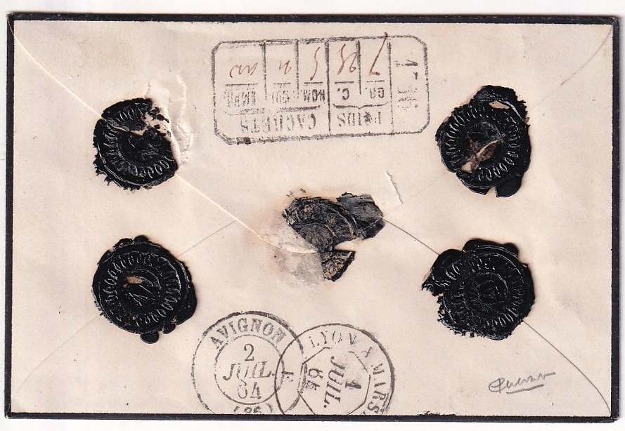 1 N°23 PC DU GC 1716 GRENOBLE ISERE 1864 + CAD TYPE 15 EN ROUGE POUR REILLANNE BASSES ALPES RARE