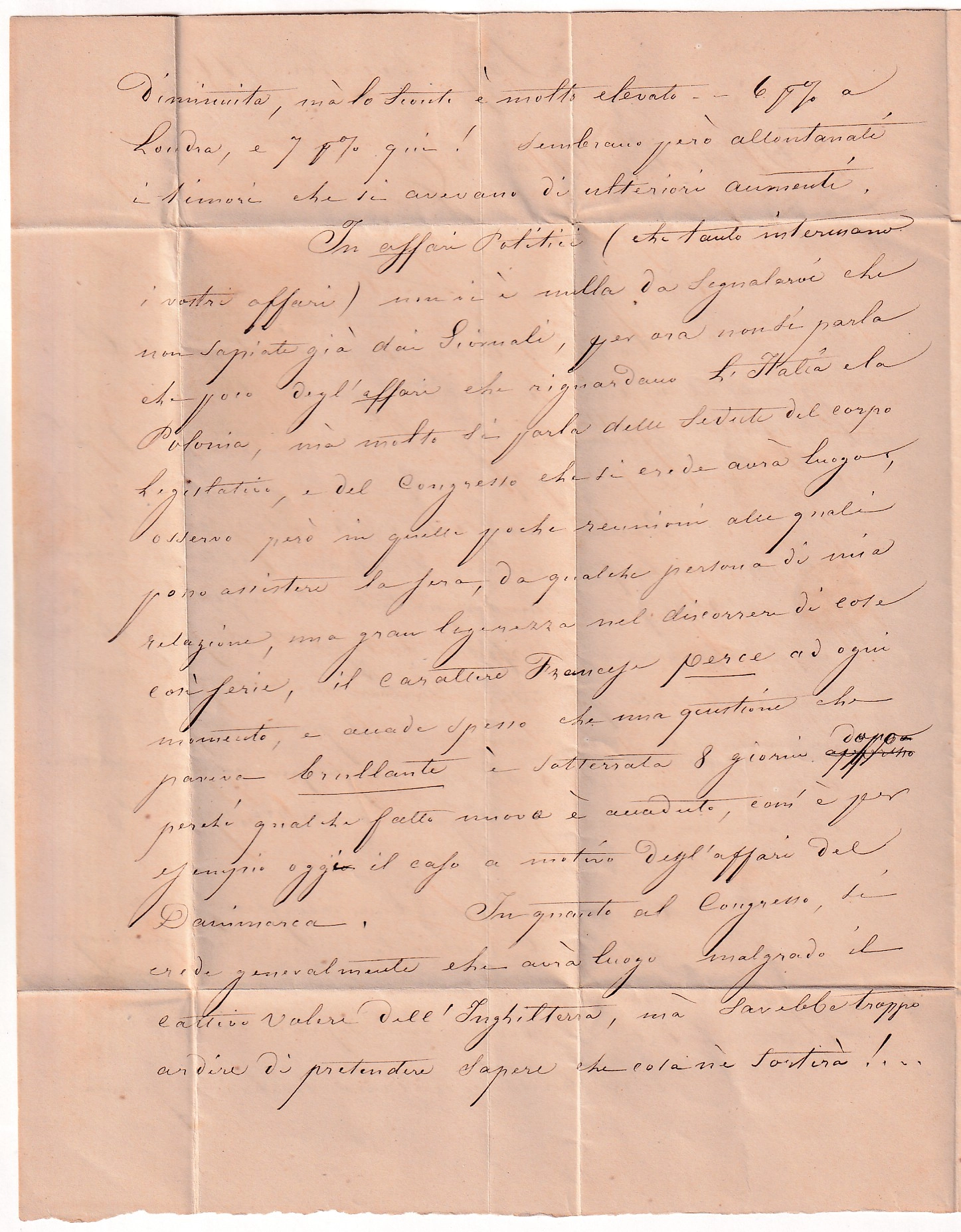 3 N°22 PARIS ETOILE 15 CAD BUREAU G RARE POUR PESCIA ITALIE 1863 INDICE 20