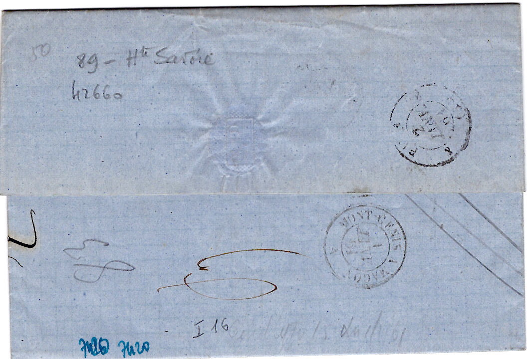1 N° 14 PC 4215 TYPE 15 FAVERGES 1 JANV 1861 LETTRE