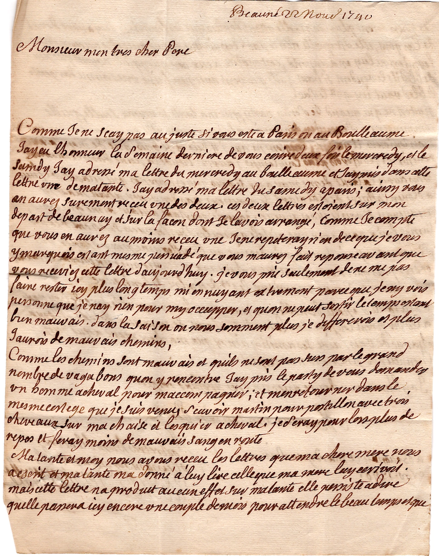 2 SEINE INFERIEURE BELLEMARE MANUSCRITE 1740 LETTRE MENTION POTHION 2 PIECE VUE SIGNE POTHION