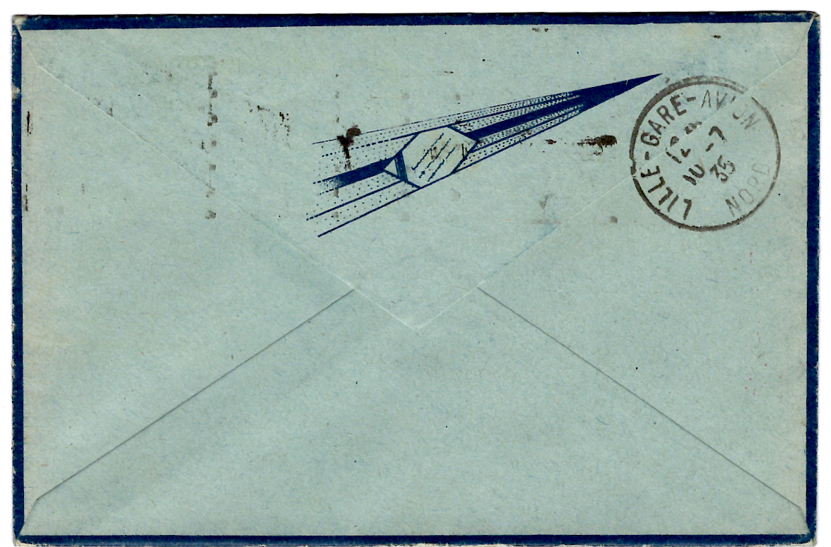 1 N°286+301 LETTRE AVION  AIR BLEU MEC PARIS RP AVION 1935 POUR LILLE