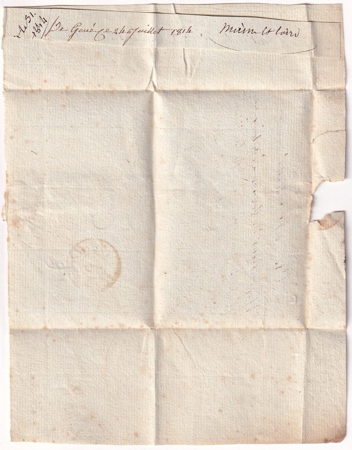2 MARQUE P47P LE LION D'ANGERS MAINE ET LOIRE 1814 POUR PARIS INDICE 21