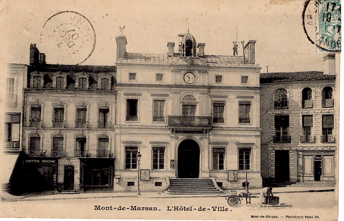 1 BLANC 5C X2 REPLIES CARTE LONT DE MARSAN LANDES 1907 POUR KOUROU GUYANE FRANCAISE