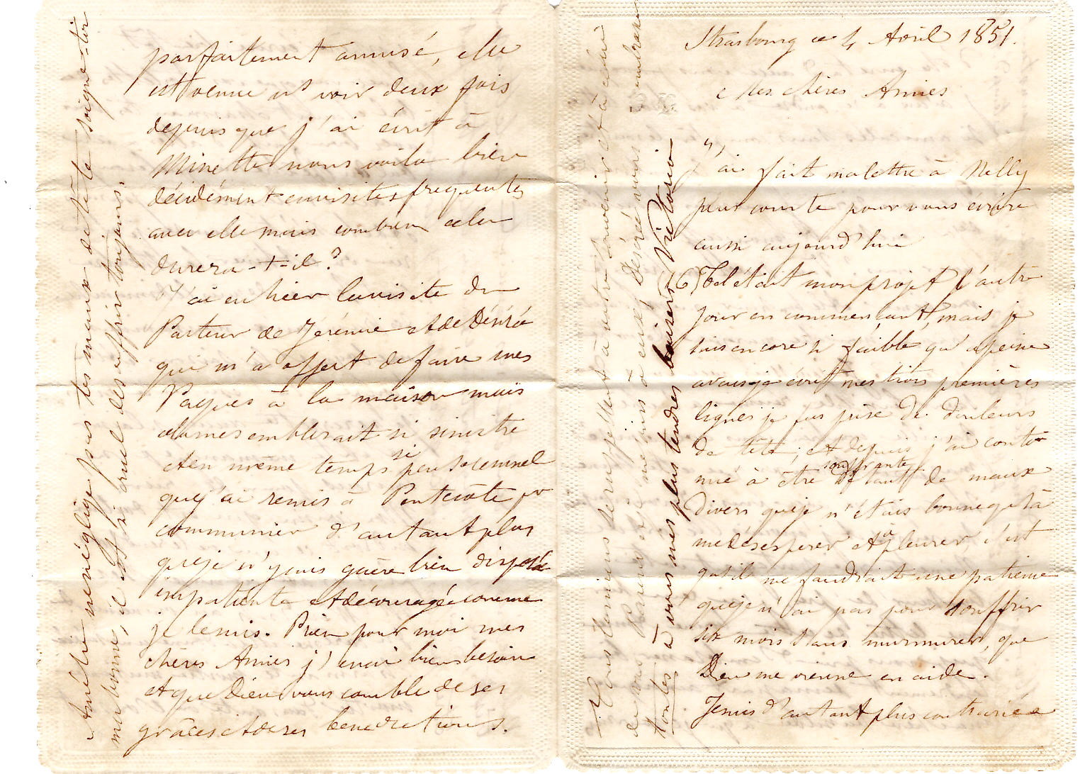 2 VALENTINE TYPE 15 STRASBOURG BAS RHIN 17 AVRIL 1851 LETTRE TAXE 25 DT