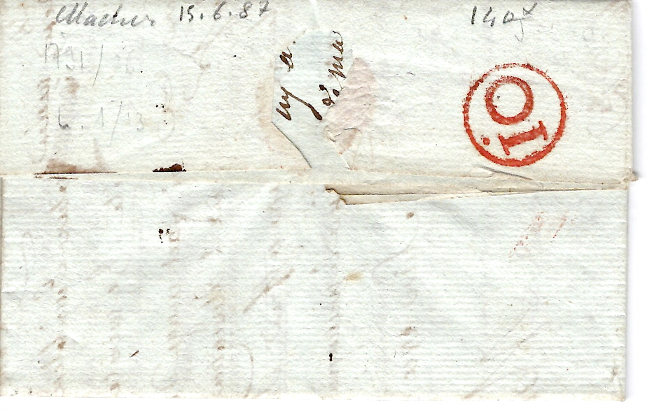 1 MARQUE MANUSCRIT BLERE 1791 LETTRE POUR PARIS VERSO CHIFFRE ROUGE 10