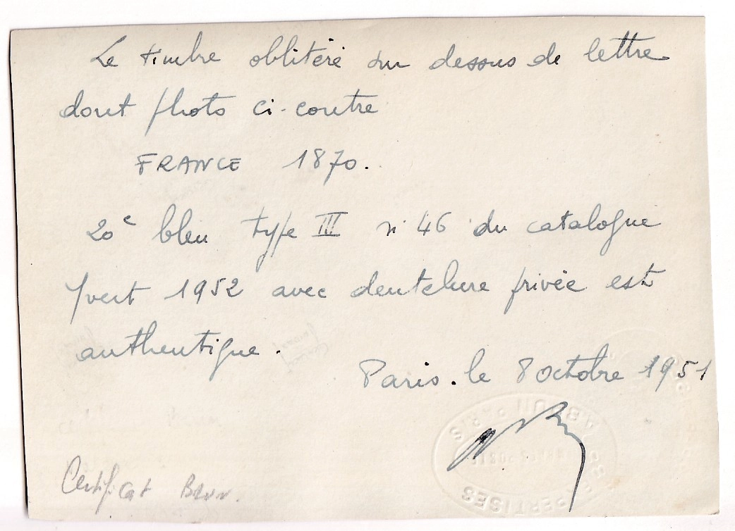 1 N°46B PIQUAGE PRIVE GRASSE VAR ALPES MARITIMES POUR CHAMBERY DEVANT DE LETTRE CERTIFICAT BRUN DE 1951