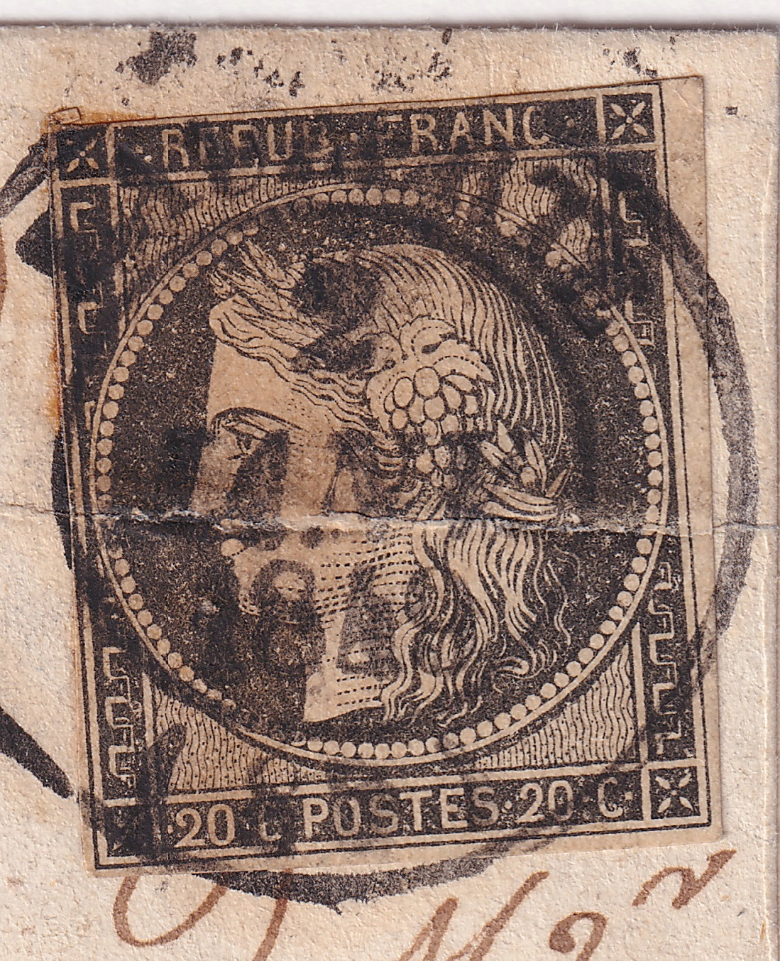 1 N°3 CAD TYPE 14 DU 2 JANVIER 1849 LAUZERTE TARN ET GARONNE POUR TOULOUSE SIGNE BAUDOT RARE