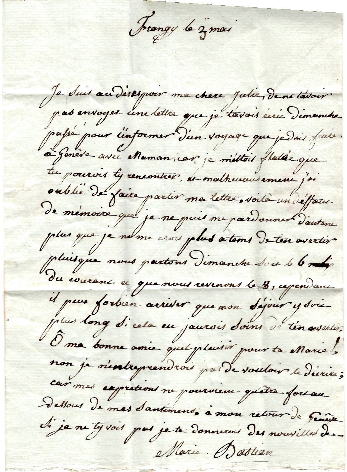 1 MARQUE CONQUIS LEMAN 99 FRANGY 3 MAI 1804 LETTRE POUR EVIAN