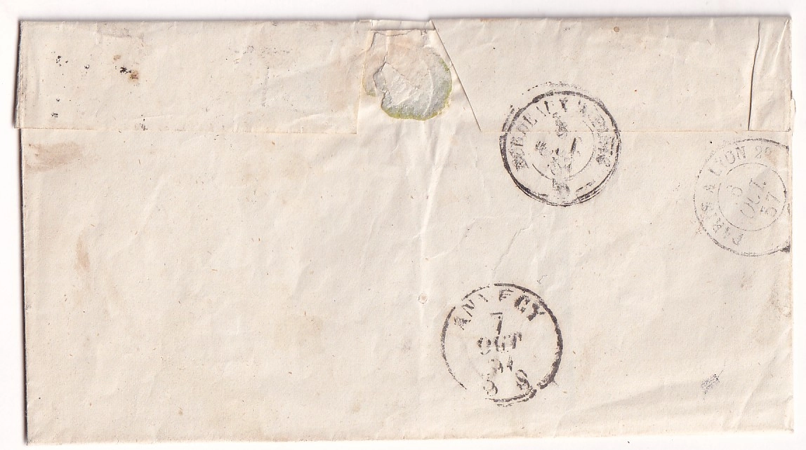 1 N°13 + 14 PAIRE PC 3118 ST JEAN D'ANGELY CHARENTE INFERIEURE POUR ANNECY HAUTE SAVOIE ETATS SARDES