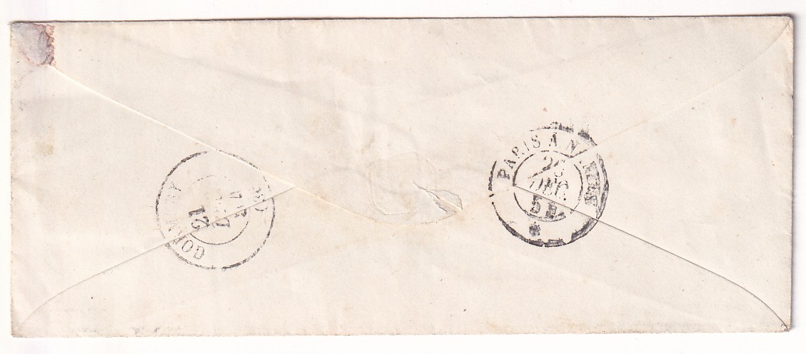 1 N°14 BLEU LAITEUX FILET ENCADREMENT PARIS ROUTE 20 POUR TAUXIGNY INDRE ET LOIRE 1854