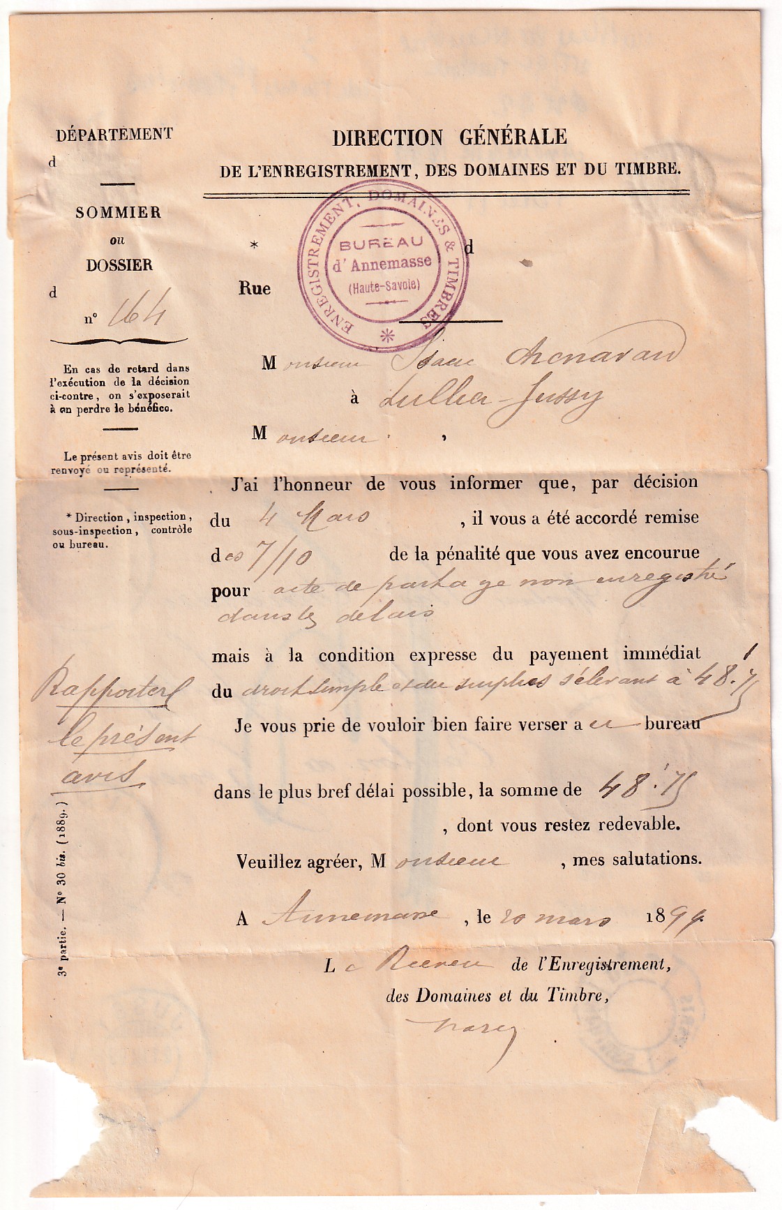 2 N°83 PAIRE 88 105 ANNEMASSE POUR JUSSY GENEVE TARIF FRONTALIER TAXE A 15C 1899