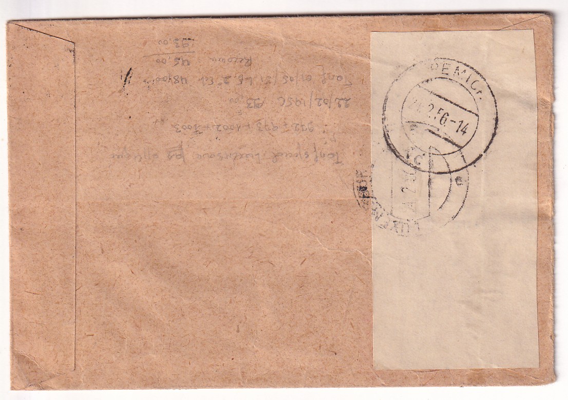 1 N°972 973 1002 1003 RECOMMANDE 1956 BORDEAUX POUR REMICH LUXEMBOURG