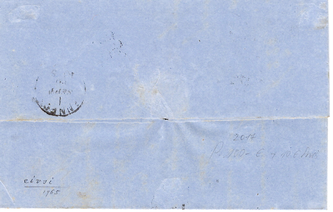 1 N° 14 GRILLE ROMBI CACHET SARDE CHAMBERY 31 OUT 1860 LETTRE POUR ANNECY