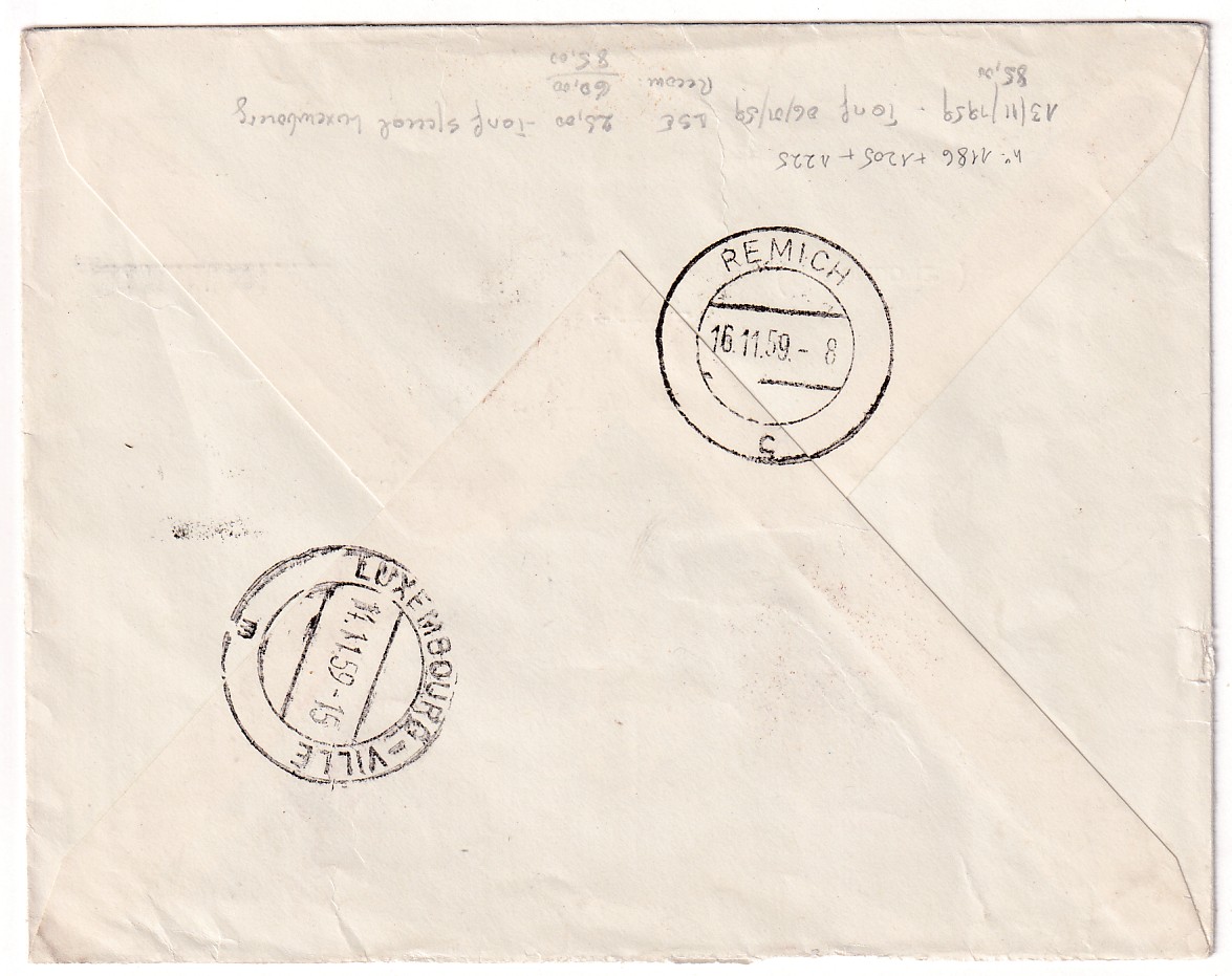 1 N°1186 1205 1225 RECOMMANDE 1959 MACON SAONE ET LOIRE POUR REMICH LUXEMBOURG