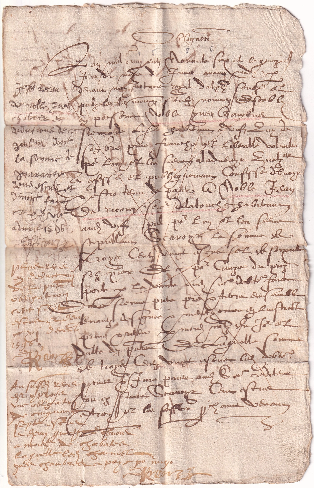 2 LETTRE DE 1598 AVEC MENTION DE PORT CERTIFICAT ROUMET INDICE 29
