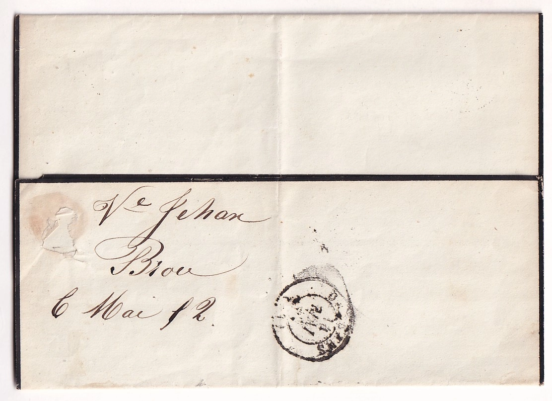 1 N°1 PC 546 BROU EURE ET LOIR 13 MAI 1852 POUR ORLEANS LOIRET