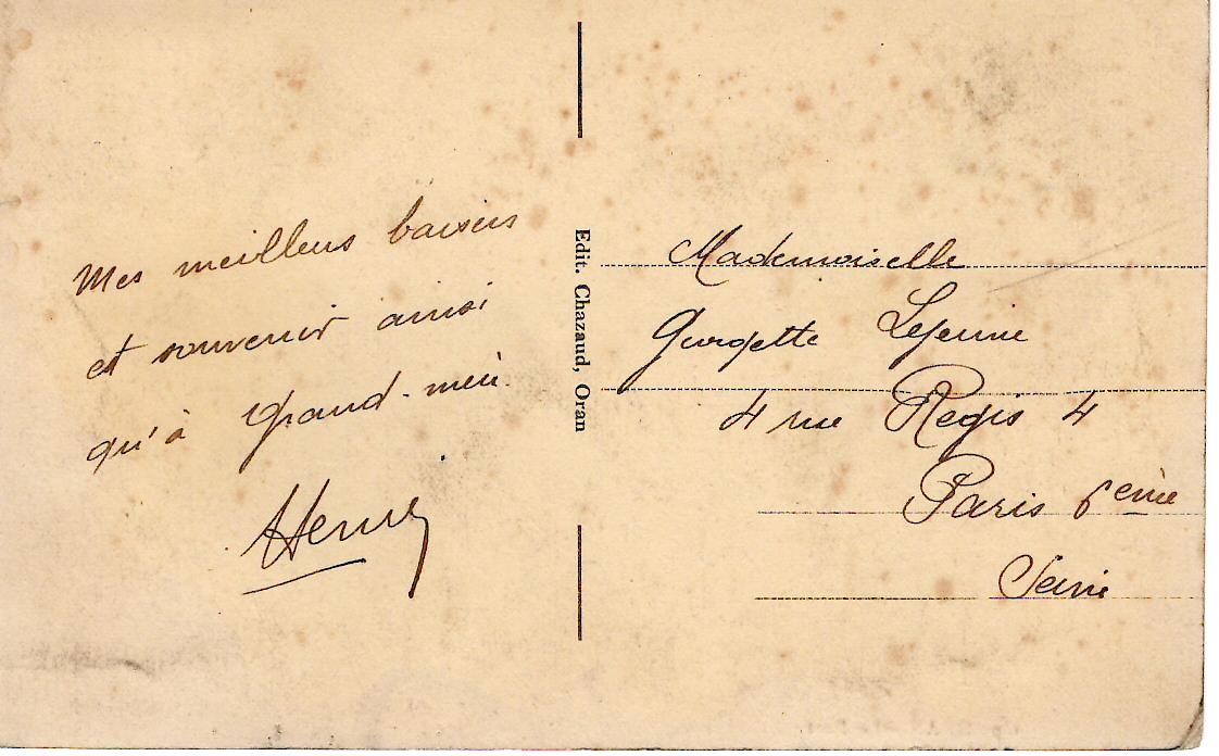 1 ALGERIE SEMEUSE 15C LIGNEE AU RECTO CARTE ORAN CACHET PERLE CUIRASSE VULCAIN 24.6.25