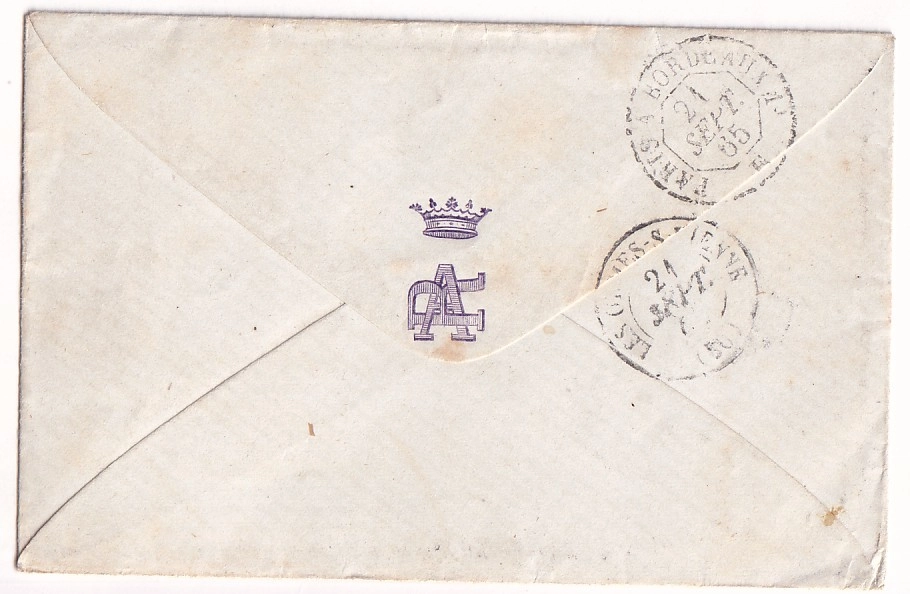 1 PARIS CACHET TAXE 30C R ST DOMque GR CAILLOUX POUR LES ORMES VIENNE 1866