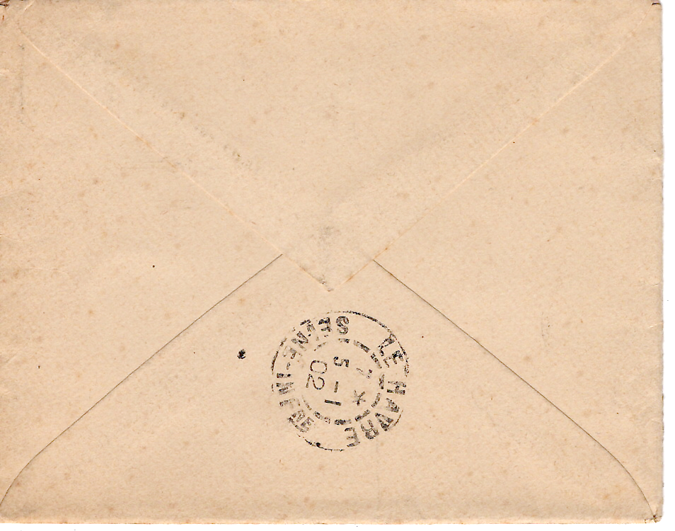 1 MOUCHON 20CX2 LETTRE REC PARIS 68 4.1.1902 AU TARIF