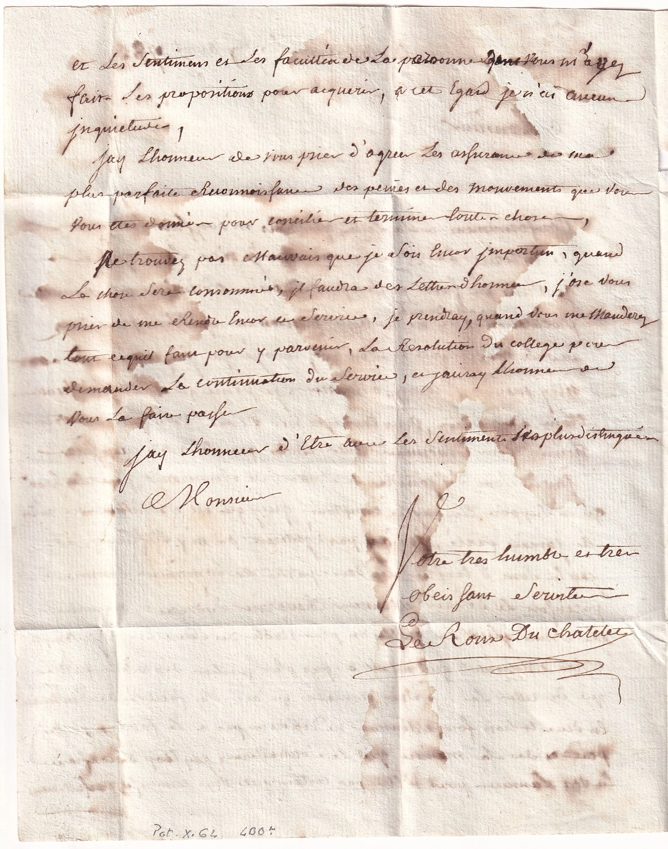 3 MARQUE PORT PAYE ORNE ARRAS PAS DE CALAIS 1783 LENAIN N°15 INDICE 26 POUR PARIS