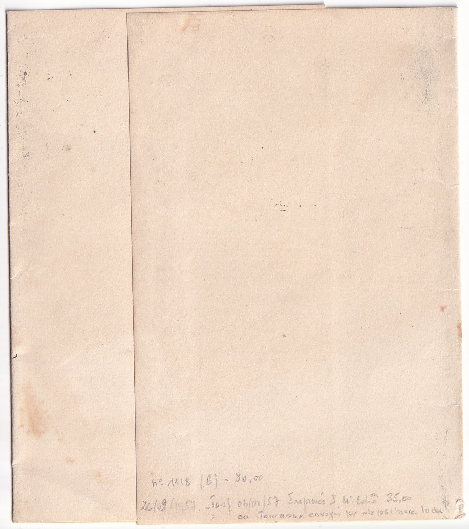 1 N°1118 SEUL SUR IMPRIME 4EME ECHELON AUXERRE YONNE POUR TOURCOING NORD 1957