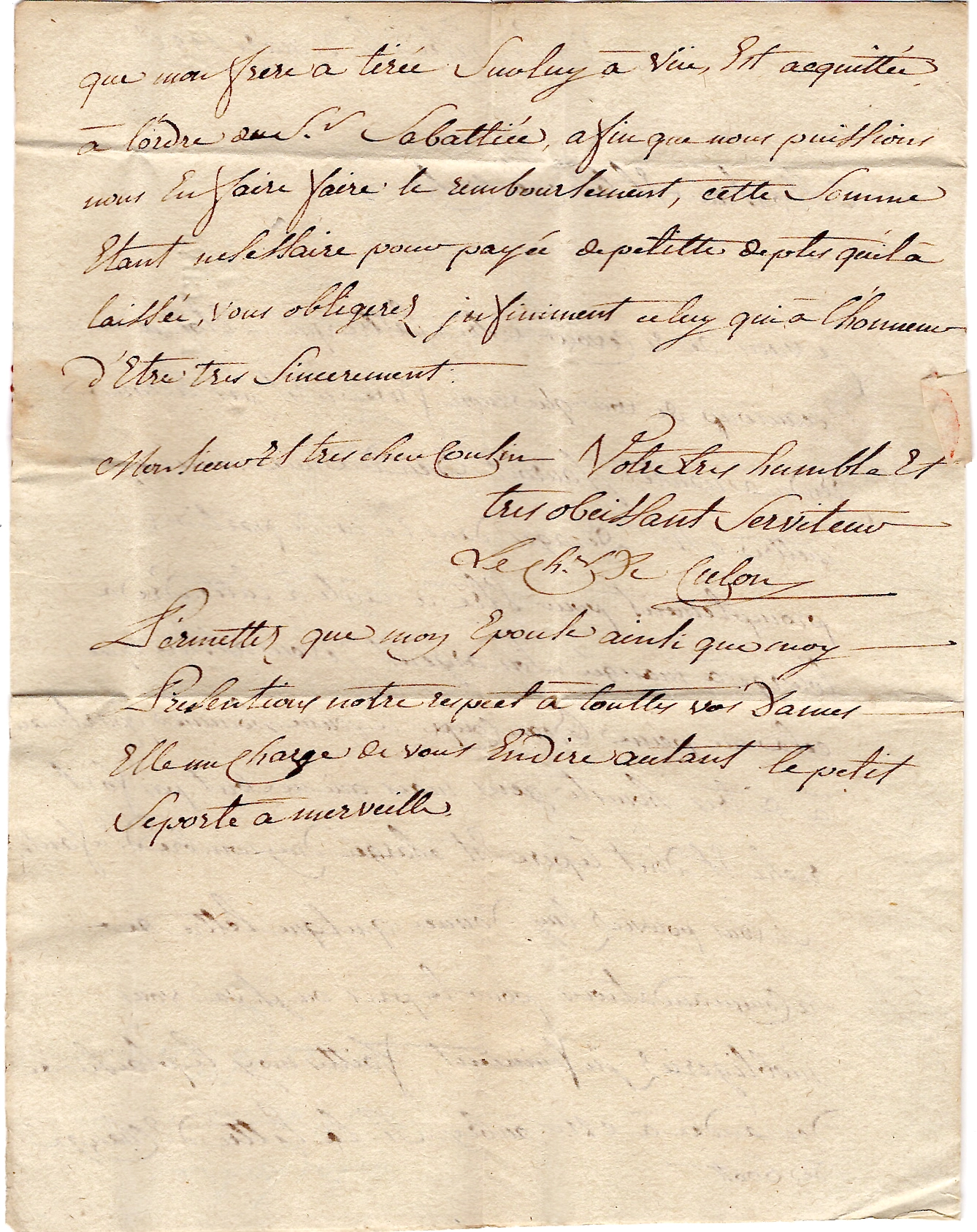 3 INDRE MARQUE LA CHATRE LENAIN N°3  1776 LETTRE POUR NANTES COTE 700€