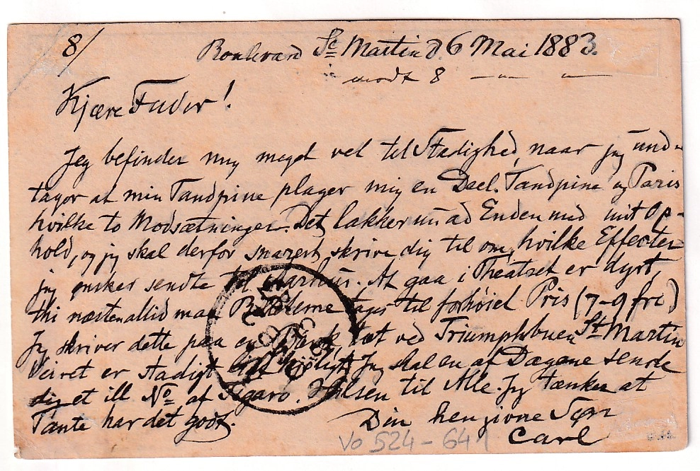 1 N°77 CARTE PRECUSEUR POUR LE DANEMARK COPENHAGUE DEPART PARIS PLACE DE LA REPUBLIQUE