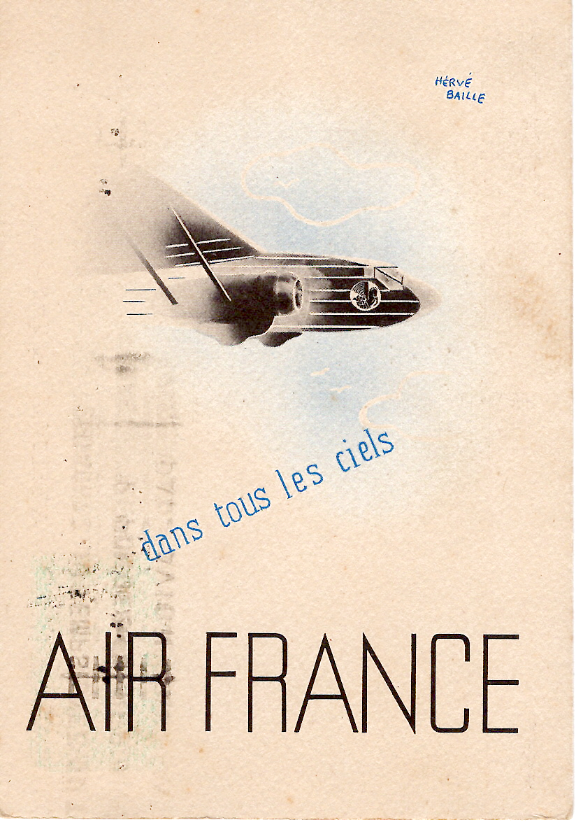 1 N° 301 2FR RIVIERE BRETONNE SEUL CARTE AIR FRANCE TARIF REDUIT PARIS 1936 SANTIAGO CHILI